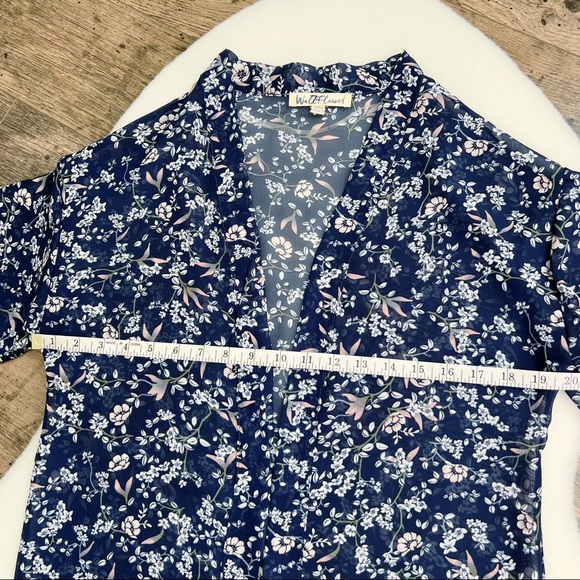 Wallflower Floral Kimono Sheer Open Cardigan Cover Up Blue Ditsy Floral Small - Picture 10 of 11